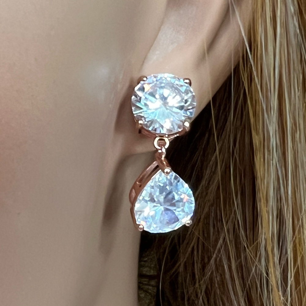 Joan Boyce 🆕 Rose gold tone over brass 23.08 ctw cubic zirconia pierced earrings
